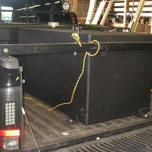 Linex truck bed and diesel tank. LED lights with smoked lenses.